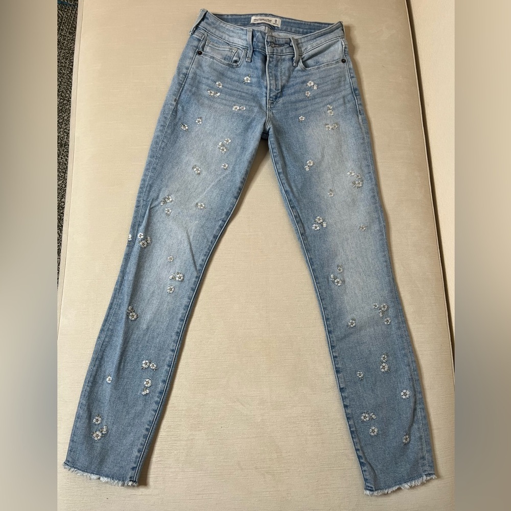 Abercrombie & Fitch Boho Floral Skinny Ankle Jeans - Women’s 25 / 0 Regular - Picture 2 of 11